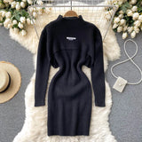 Winter Solid Sexy Sweater Sets Short Half High Collar Knitwear+V Neck Camis Dress Women Warm Knitted Two Pieces