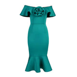 Hanging Shoulder Collar Rose Lotus Leaf Cuffed Ass Dress Dress