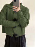 Women's Loose Korean Version Of Fashion Casual Big Collar Knitted Cardigan
