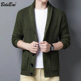 Brand Men's Cardigan Sweater Solid Color Comfortable Warm Men Fashion Wool Blend Sweater Male Wild Slim