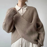 Autumn Winter New Chic Women Pullovers Sweaters Korean Batwing Sleeve Knit Crop Sweater Vintage Office Lady Sueter