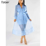 Sexy European and American Hip Dresses Fall 2023 Mesh Long Sleeve Suit Dress Fashion Temperament Fashion Women's