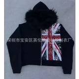 Flat Hooded Ins College Windy Loose Zipper Thick Hooded