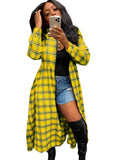 Casual Plaid Print Long Blouse with Long