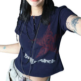 Women y2k Clothes Crop Tops Summer 2024 T-shirts Vintage Aesthetic Short Sleeve Tees Female Clothing Young Girls Streetwear-Outfit
