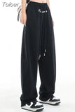 Letter Print Women Sweatpants American Retro Streetwear Loose Wide Leg Pants Fashion Casual Female Straight Leg