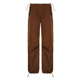 Summer New Style Spice Girls Fashion Street Retro Leisure Low-Waisted Loose Woven Trousers-Outfit