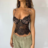 Lace Slings Summer New Low-Breast Perspective V-Neck