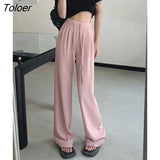 Summer Loose Suit Pants Female S-4XL Fashion Elastic Waist Side Zipper Pink Pants Women Casual Korean Green