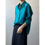 Women's Lightweight Texture Silk Blouse Autumn 2022 New Korean Style Long Sleeve