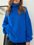 Women Knitted Turtleneck Sweaters Autumn Winter Thicken Warm Long Sleeve Pullover Tops Casual Loose Ladies Street Jumper