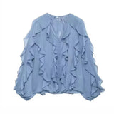 Women's Clothing 2025 Spring New Multi-Color Simple Cascade Decoration Chiffon