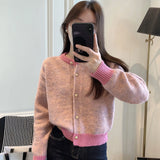 High-Grade Feeling Color Soft Round Collar Long-Sleeved Sweater 2024 Spring Style New Retro Lazy Sweater-Outfit