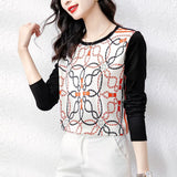 style Women's shirts Casual silk Tshirt Tops T Shirt Basic bottoming shirts Ladies o-neck Long Sleeve Tee