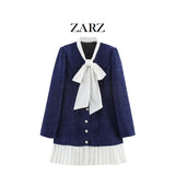Homemade New Women's Dress Classic Chest-Bunted Bows Little Xiangfeng Heavy Industry