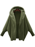 Winter Woman Coat 2022 Very Warm Oversized Cardigan Solid Bat Sleeve Hooded Loose Plush Coats for Women Clothing