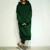 Long Hoodie Casual Solid Color Student's Autumn Winter 2021hoodies Women Baggy Pullover Oversized Sweatshirt