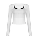 Slimming Shows Thin Spice Girls Fashion Two-Piece Blouse 2023 Pure Style Simple T-Shirt-Outfit