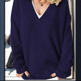 Women's New 3D Color Pattern Printing V Collar Long Sleeve Lazy Leisure