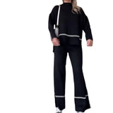 2025 New Solid Color Casual Blouse Loose Comfortable Design Micro-Thorn Trousers Set