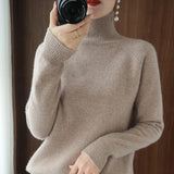 Turtleneck Sweater Cashmere Solid Knitted Pullover Tops Casual All-Match Long Sleeve Winter Thick Bottoming Shirt