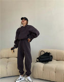 2022 Spring Women Hoodies Sweatshirt Tracksuit Fleece Cotton 2 Pieces Sets Female Pants