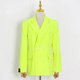 Minimalist Solid Blazer For Women Notched Long Sleeve Casual Large Size Blazers Female Fashion New Clothing