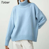 Turtleneck Solid Sweater Winter Loose Comfort Warm All-Match Pullover Women 2022 Casual Plain Mutilcolor Classic