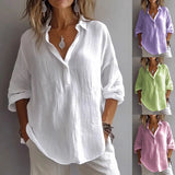 And Summer 2025 New Solid Color Casual Loose Button V-Neck Shirt Shirt