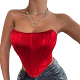 Bustier Crop Tops Novelty Newspaper Printed Strapless Sleeveless Boned Corsets Off Shoulder Tops Strapless T