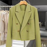 Toloer Jacket Female 2024 Coffee Color Autumn New Temperament Fried Street Short Short Casual Suit Woman-Outfit