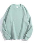 Cotton Pullover Sweatshirts Oversize Women O Neck Loose Long Sleeve Top Solid Oversized Green Sweatshirt For Women
