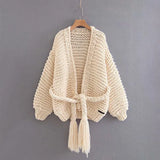 handmade Women cardigan knitted sweater v neck solid beige gray pink loose long sleeve casual outwear autumn winter