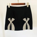 New Studded Bow Suit Jacket Open Half-Skirt