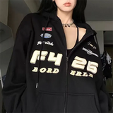 Vintage Embroidery Drawstring Oversized Hoodie-Outfit
