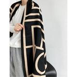 Spring And Autumn Imitation Cashmere Shawl Silk Scarf With Warm Tassel Geometric