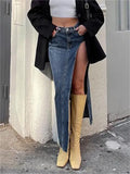 denim skirt with a high side