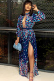 Print Cut Out Chest High Slit Long Maxi