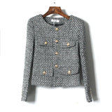 2021 Autumn New Fashion Women Plaid Tweed Jacket Coat Vintage Elegant Ladies Blends Wool Female