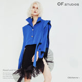 New Retro Tender Loose-Fitting Shoulders Long Ribbon Winding Short Coat