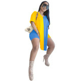 And American Fashion Clothing Split Patchwork Fashion Casual Two-Piece Shorts