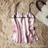 Women's Sexy Pajamas Simulation Silk Pajamas Large-Size Water-Soluble Embroidered Home Underwear Pyjamas