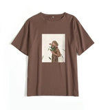 Harajuku Graphic Printed Cotton T Shirts Women Korean Soft Loose Tees Aesthetic Chic Painting Basic Female Tops
