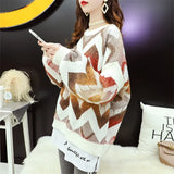 And Winter Sweater Women Retro Striped Loose Sweater Pullover Casual Lazy Fashion Knitted Puff Sleeve Warm