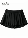 Women Fashion Pleated Shorts Skirts Vintage High Waist Side Zipper Skort Autumn 2023 Female Bottoms High Street Wear 703-1-Outfit