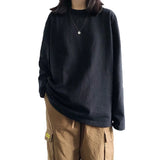 Tees Simple Casual Long Sleeve Round Neck White Color Women Tops Fashion Solid Autumn Spring Female Basic