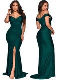 Sweetheart Slit Pleated Long Evening