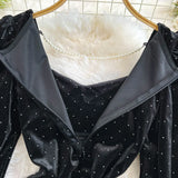 Diamond Bag Hip Fish Tail Velvet Dress 2025 Autumn And Winter New Large Size Fat Mm Thin Dress