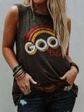 Women Sleeveless Tank Top Solid Round Neck O Neck Summer Good Vibes Vest Casual Basic Camisole For Female