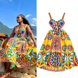 Court Baroque Sling Sling Dress Seaside Holiday With Thin Letter Positioning Printing